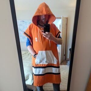SkipTheDishes Official GameTime Tarp - Orange Hooded Poncho with Front Pocket